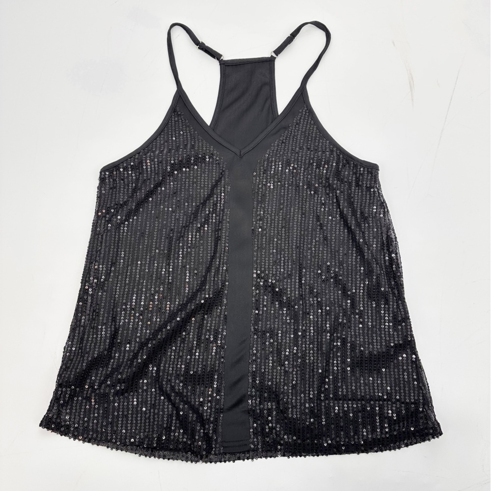 Black Sequin Racerback Tank Top – Size Small - Picture 4 of 11